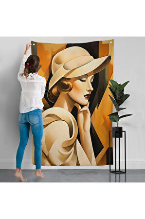 Vintage Güzel Kadın Duvar Örtüsü-7501