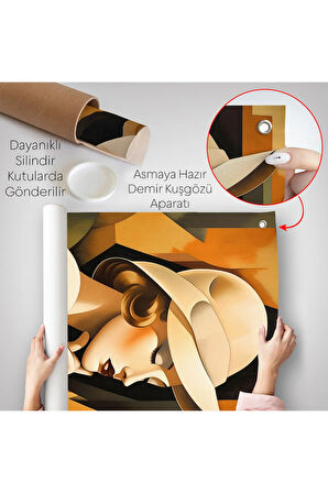 Vintage Güzel Kadın Duvar Örtüsü-7501