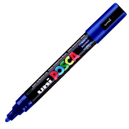 Uni-Ball Posca Markör Boyama Kalemi Su Bazlı 1.8-2.5 Su Bazli Poster Markörü Mavi N Pc-5M (6 Lı Paket)