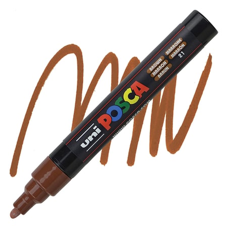 Uni-Ball Posca 1.8-2.5 Su Bazlı Poster Boyama Kalemi Markörü Kahverengi Pc-5M (6 Lı Paket)