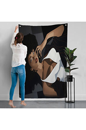Afrikalı Güzel Kadın Duvar Örtüsü-7502