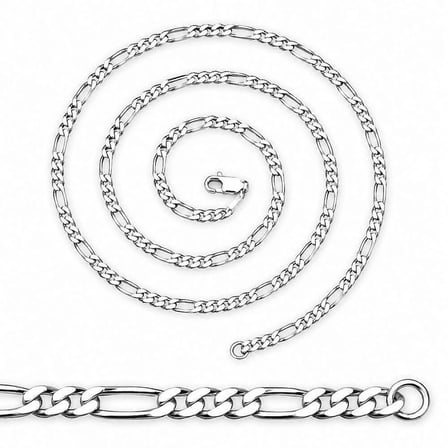 925 Ayar Gümüş 50 cm 120 Mikron Figaro Gümüş Erkek Zincir Kolye