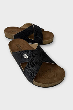 Kadın Günlük Terlik Çapraz Şık Ortopedik Yazlık Ev Plaj Tatil Terliği SİYAH