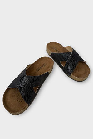 Kadın Günlük Terlik Çapraz Şık Ortopedik Yazlık Ev Plaj Tatil Terliği SİYAH