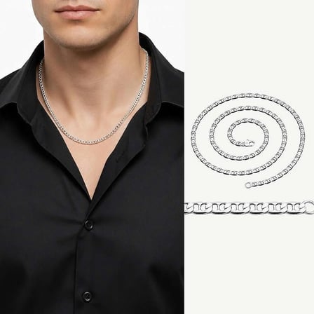 925 Ayar Gümüş 50 cm 100 Mikron Barlı Erkek Zincir Kolye