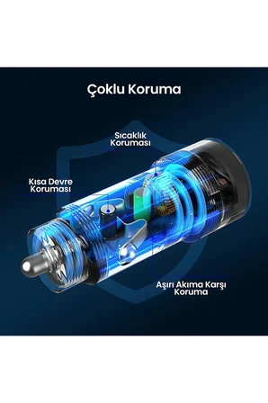 1HORA GAR116 Araç Şarj Aleti QC3.0 18W Hızlı Şarj Güvenlik Çekici Siyah
