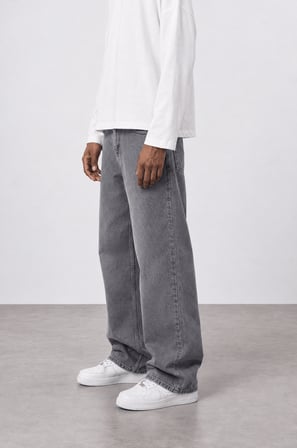 Erkek Baggy Jean Açık Gri