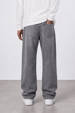 Erkek Baggy Jean Açık Gri