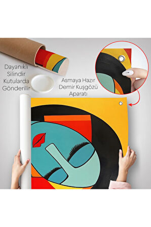 Renkli Soyut Güzel Kadın Duvar Örtüsü-7503