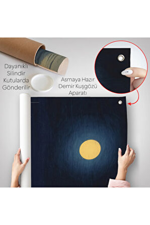 Ay Işığına Yürüyen Kedi ve Dostu Duvar Örtüsü-7504