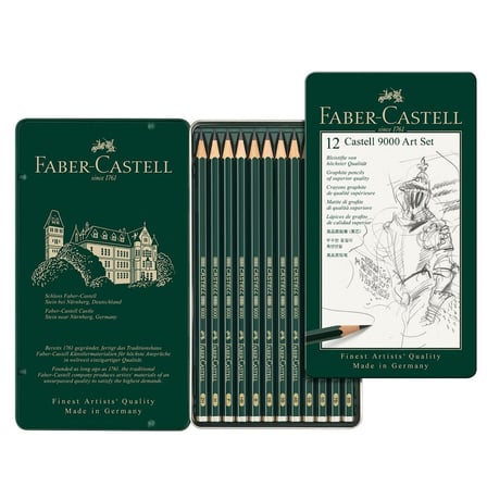 Faber-Castell Castell 9000 Art Kalem Seti (8B-2H) Dereceli Eskiz Çizim Kalemi Seti