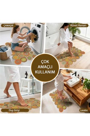 Banyo Paspası, Yumuşak Banyo Halısı, Kaymaz Dot Tabanlı, Yıkanabilir - 60x100