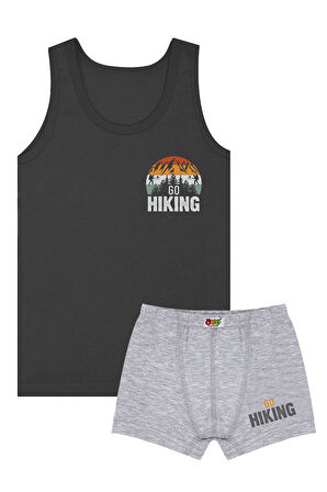 Öts Erkek Çocuk Atlet Boxer Likralı Antrasit Go Hiking (%96 Pamuk - %4 Elastan)