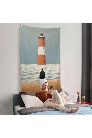 Sahilde Tefekkür Eden Adam Duvar Örtüsü-7507