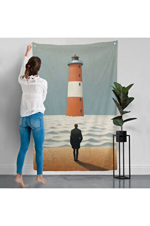 Sahilde Tefekkür Eden Adam Duvar Örtüsü-7507