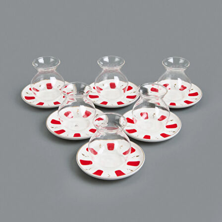 Filiz 12 Parça Cam Çay Seti - Renkli - 210 ml