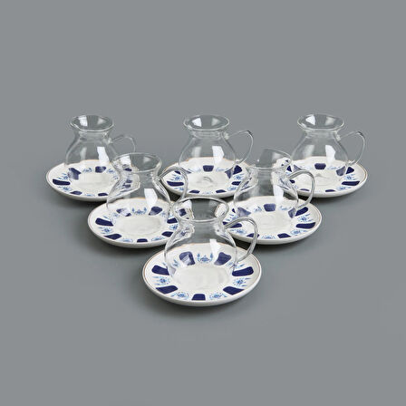 Laleli 12 Parça Çay Seti - Renkli - 210 ml