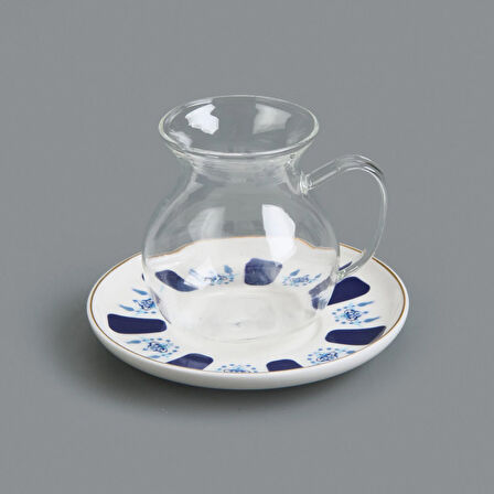 Laleli 12 Parça Çay Seti - Renkli - 210 ml