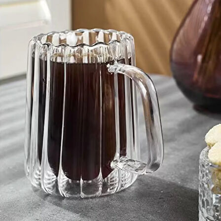 Stripe Long Çift Cidarlı Kupa - Şeffaf - 280 ml