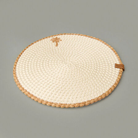 Soft Palm Nakışlı Supla - Ekru - 33x33 cm