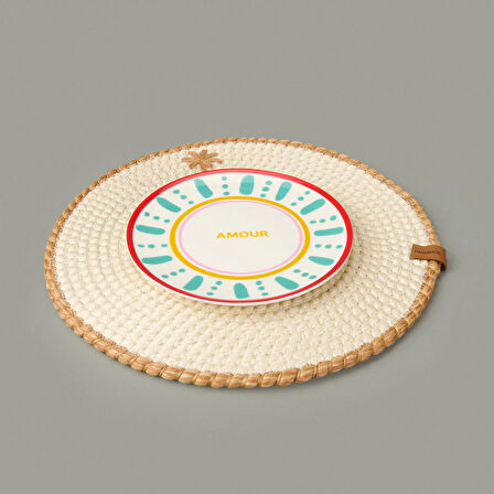 Soft Palm Nakışlı Supla - Ekru - 33x33 cm