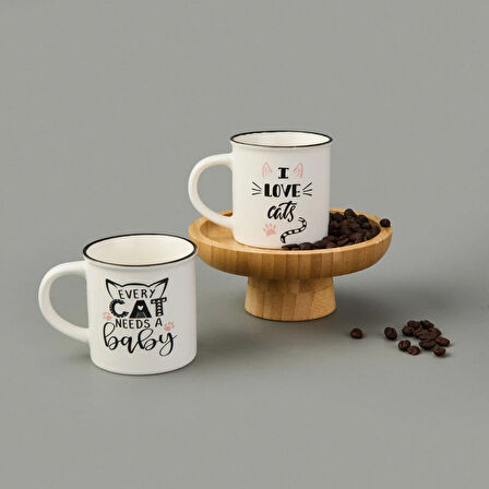 Star Cat Porselen Kupa - Asorti - 210 ml