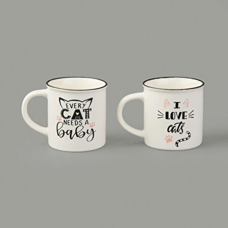 Star Cat Porselen Kupa - Asorti - 210 ml