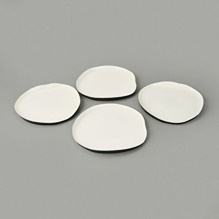 Kitchen Jota 4'lü Pasta Tabağı - Siyah / Beyaz - 21 cm