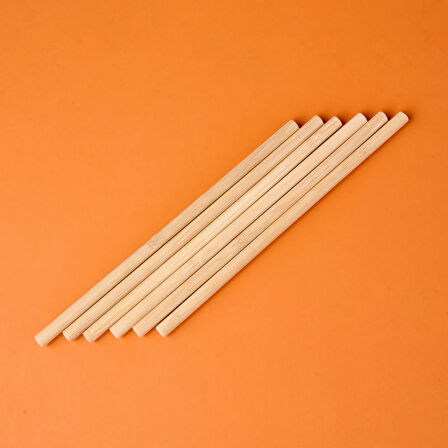 6'lı Bambu Pipet - Açık Kahverengi - 20 cm
