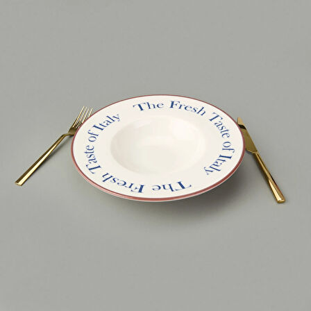 Kitchen The Fresh Taste Porselen Makarna Tabağı - Renkli - 26 cm