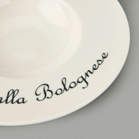 Kitchen La Luciana Porselen Makarna Tabağı - Siyah / Krem - 26 cm