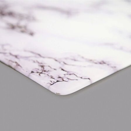 Mermer Desenli Cam Kesme Tahtası - Beyaz - 20x30 cm