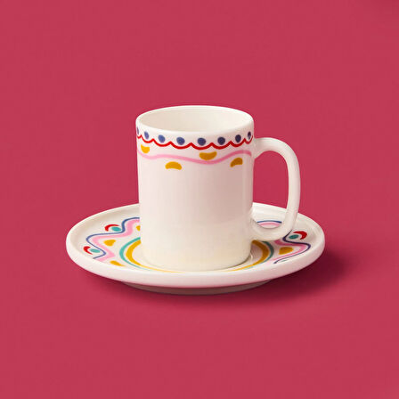 Kitchen Bonjour Magique Kahve 4 Parça Kahve Fincan Takımı - Renkli