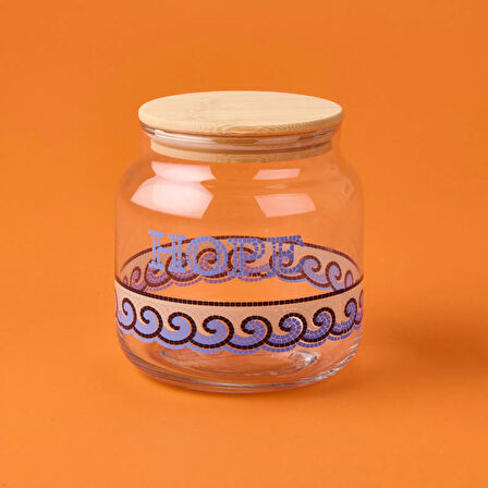 Blue Mosaiq Hope Kapaklı Cam Kavanoz - Renkli - 635 ml