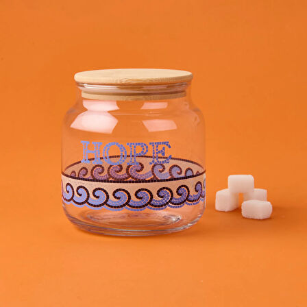 Blue Mosaiq Hope Kapaklı Cam Kavanoz - Renkli - 635 ml