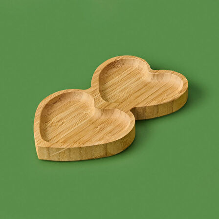 Amor 2 Bölmeli Kalp Çerezlik - Açık Kahverengi - 19,5 cm