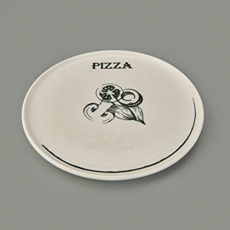 Kitchen Gourmet Pizza Tabağı - Krem / Siyah - 30 cm