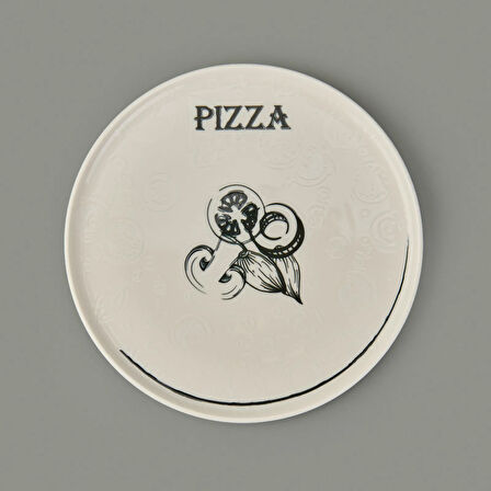 Kitchen Gourmet Pizza Tabağı - Krem / Siyah - 30 cm