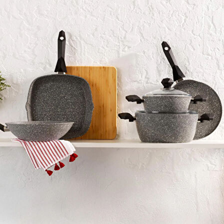 Cory Yanmaz Yapışmaz Derin Tencere - Gri / Siyah - 20 cm