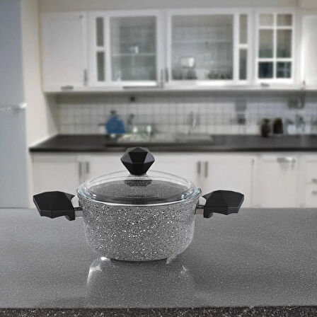 Cory Yanmaz Yapışmaz Derin Tencere - Gri / Siyah - 24 cm