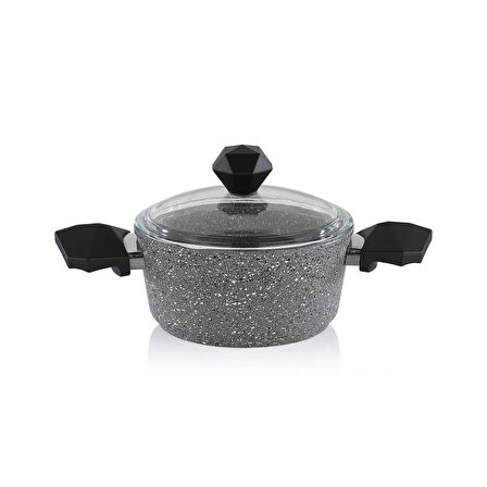 Cory Yanmaz Yapışmaz Derin Tencere - Gri / Siyah - 24 cm