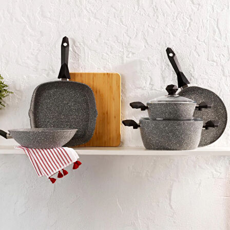 Cory Yanmaz Yapışmaz Derin Tencere - Gri / Siyah - 24 cm