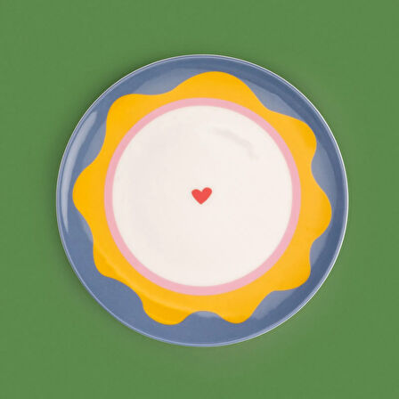 Kitchen Granny Tatlı Tabağı - Mavi / Sarı - 19 cm