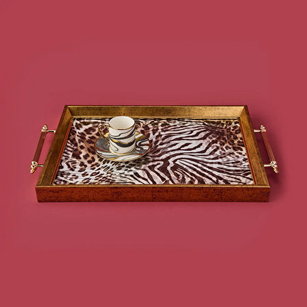 Kitchen Leopar Desenli Akrilik Tepsi - Renkli - 49 cm