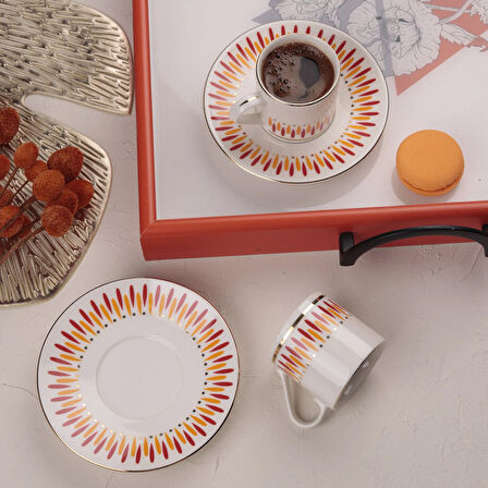 Palm 4 Parça Kahve Fincan Takımı - Turuncu