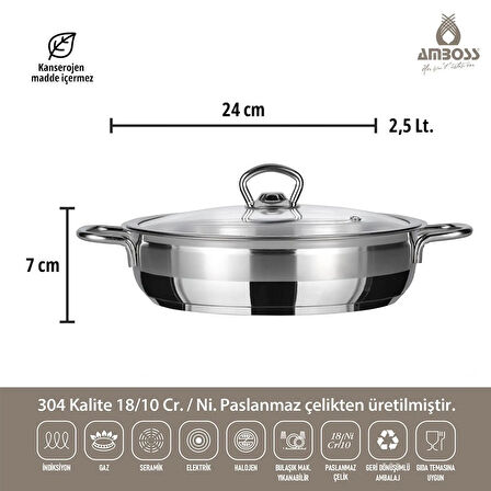 Saphire Karnıyarık Tenceresi - Inox - 24 cm
