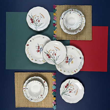 Kitchen Bloom 24 Parça Yemek Takımı - Renkli