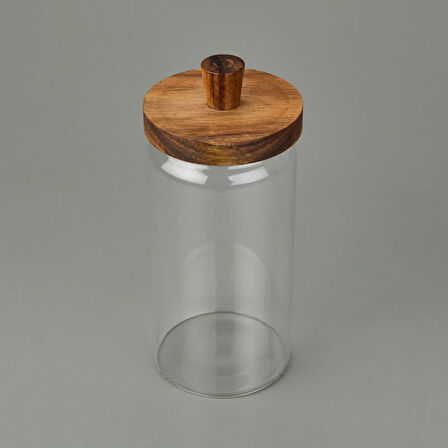 Akasya Kapaklı Kavanoz - Kahverengi / Şeffaf - 950 ml