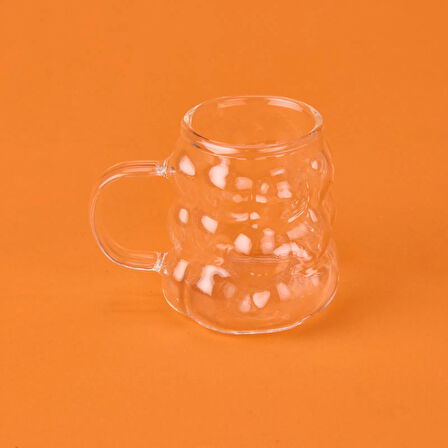 Kulplu Boncuk 6'lı Kahve Yanı Bardağı - Şeffaf - 75 ml