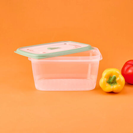 Plastik Saklama Kabı - Şeffaf / Yeşil - 1,7 lt
